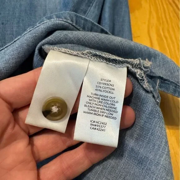 Sanctuary Denim Short Sleeve Sash Belt Blue Jean Mini Dress Women’s SMALL - Picture 8 of 9